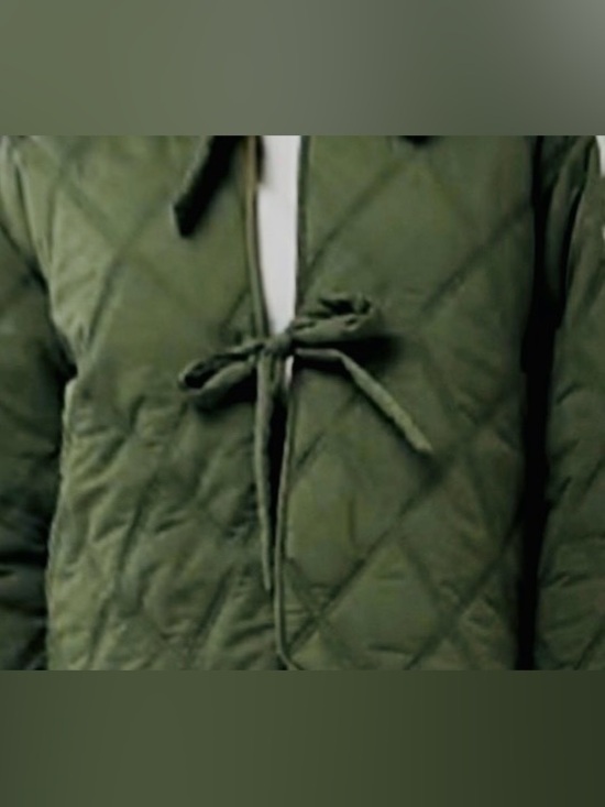 ASOS Jackets & Blazers - ASOS Army Green Quilt Jacket w/ Front bow Tie Closure. Size Small (UK 10; US 6)